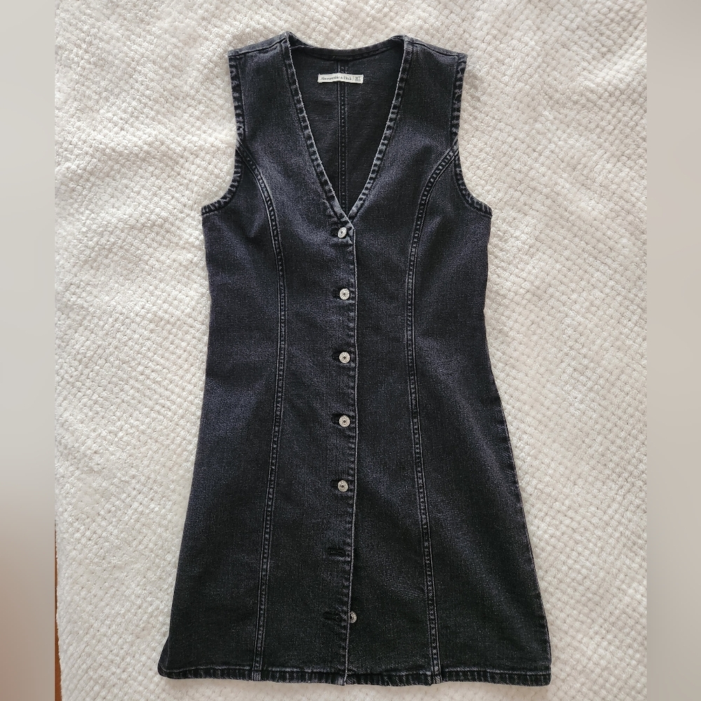 Abercrombie & Fitch Black Button-Down Mini Dress